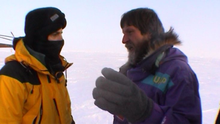 Checking hours of communication - Geographic North Pole 2002 expedition