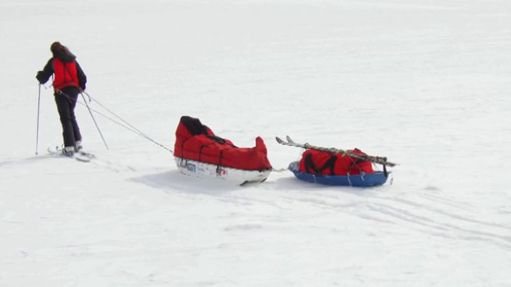 Ingrid skiing on the Barnes polar plateau -  Barnes Icecap expedition   - 2012