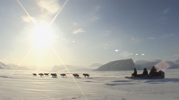 Dusk on the dogsled towards to Qikiqtarjuaq - Nanoq 2007 expedition