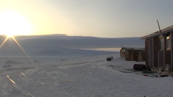 In the Ravenscraig's log cabin - Sam Ford Fiord 2010 expedition