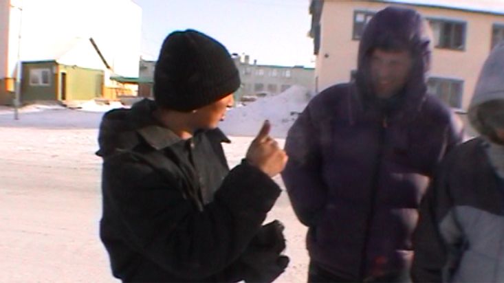 With a Siberian boy from Khatanga - Geographic North Pole 2002 expedition