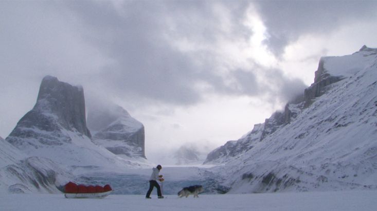 Skiing at the start of the Sam Ford Fiord - Sam Ford Fiord 2010 expedition