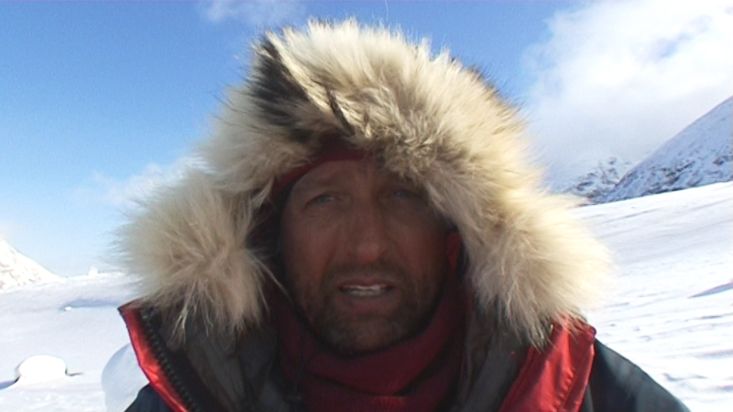 Jose Naranjo explaining the portage to the Stewart Valley - Sam Ford Fiord 2010 expedition