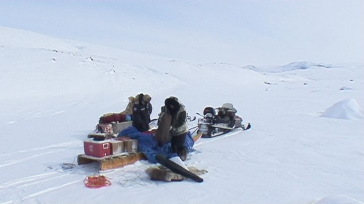Arrival by snowmobile at the beginning of the expedition - Penny Icecap 2009 expedition