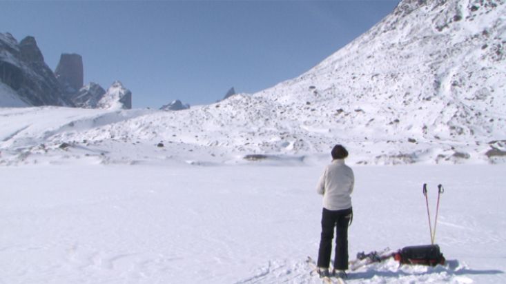 Ingrid watching the Asgard peak - Penny Icecap 2009 expedition