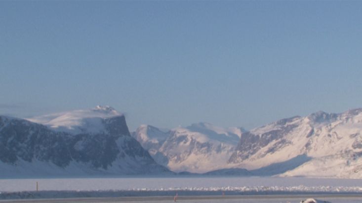 Panoramic of the Pangnirtung fiord entrance - Penny Icecap 2009 expedition