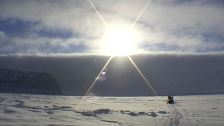 Snowmobile route to Elwin cove's log cabin - Nanoq 2007 expedition