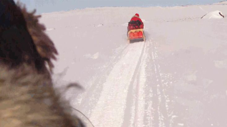 Departure by snowmobile from Kanngiqtugaapik to Barnes - Barnes   Icecap expedition - 2012