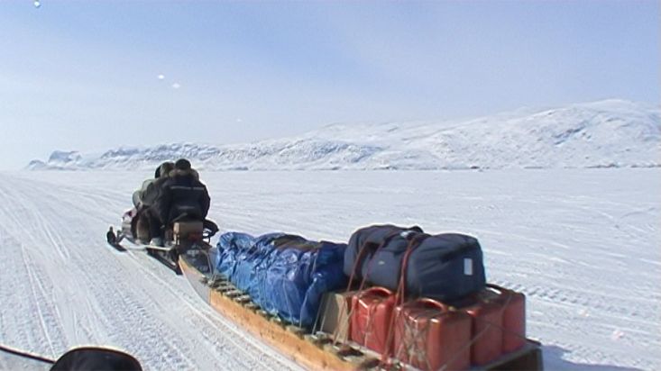  Snowmobile departure from Pangnirtung towards Penny icecap - Penny Icecap 2009 expedition