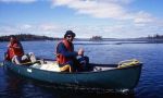 Canoeing on the lake of Sami people.