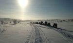 Snowmobile route in Lapland to the Arctic Ocean