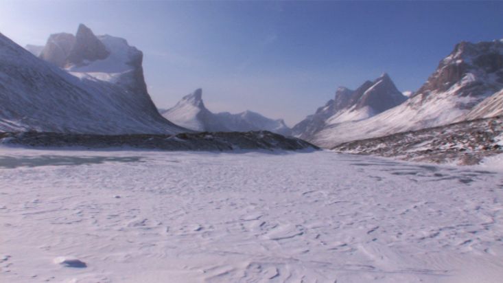 Views of Breidabilk and Thor Mountain from Summit Lake - Akshayuk Pass 2008 expedition